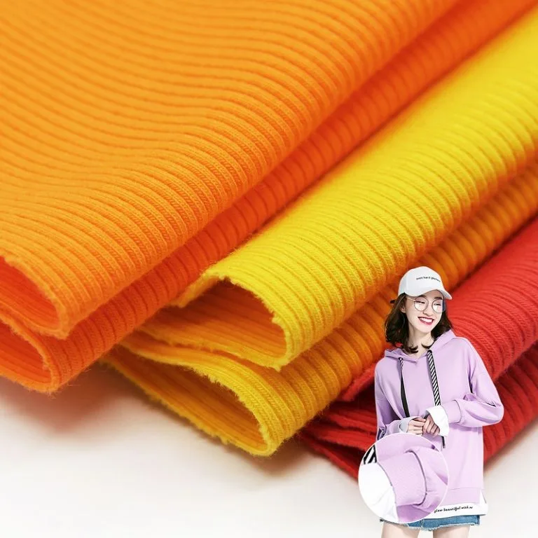 Rib knit fabric for collar cuffs