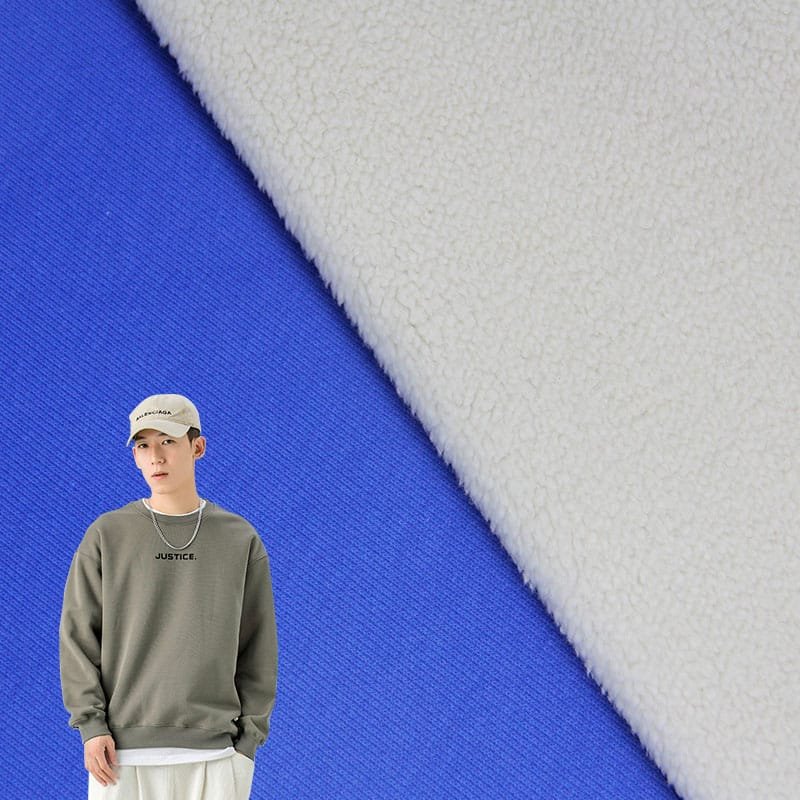 french terry bonded with lambswool fleece fabric