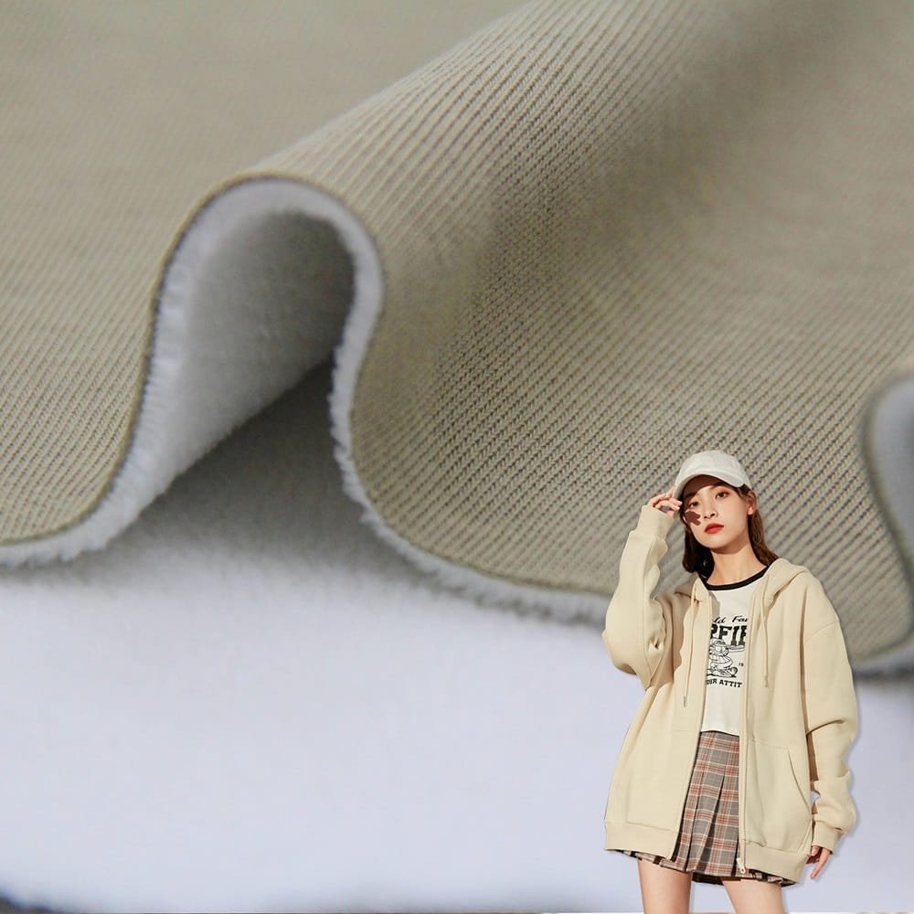 french terry bonded with polar fleece fabric